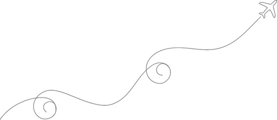Obraz premium Minimalist airplane flight path, curved plane trail line, travel eps vector Editable Vector