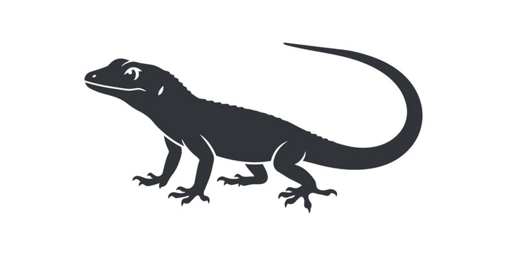 Silhouette of a Gecko Lizard on a White Background.