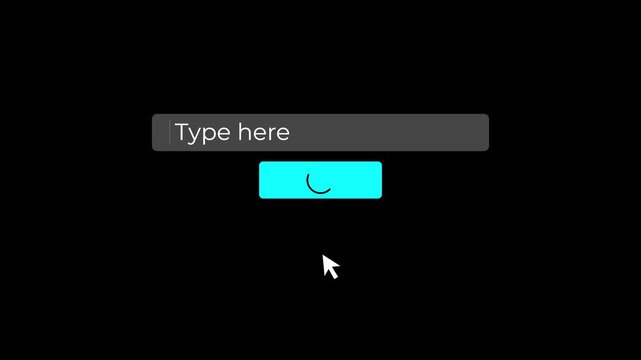 user clicking search button with loading spinner ui animation.