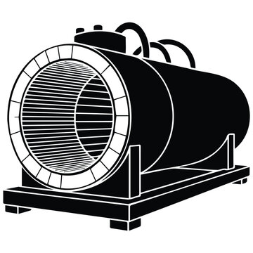 Industrial boiler machine silhouette vector illustration equipment.