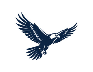 Obraz premium Majestic Dark Blue Eagle Soaring with Wings Spread Wide.
