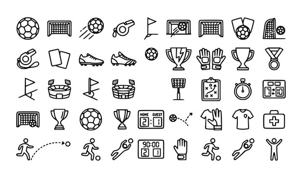 Soccer outline icon set vector illustration