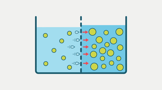Conceptual illustration of diffusion across semipermeable membrane.