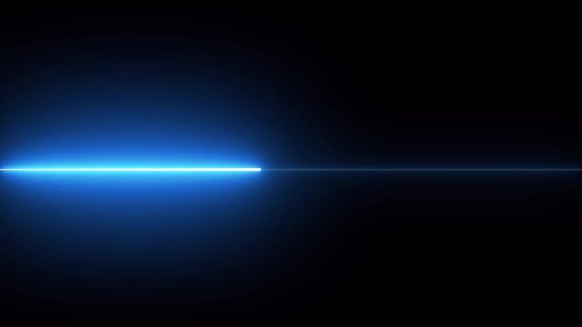 Abstract blue light streak on black background a horizontal beam of bright glowing against a solid dark background, representing energy