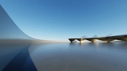 Abstract architecture background, Concrete structure building is on empty cement floor, Scene for car presentation, Modern Exterior, 3D rendering © nuchao