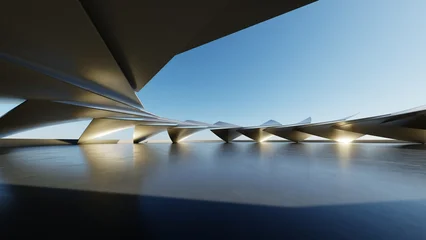 Abstract architecture background, Concrete structure building is on empty cement floor, Scene for car presentation, Modern Exterior, 3D rendering © nuchao