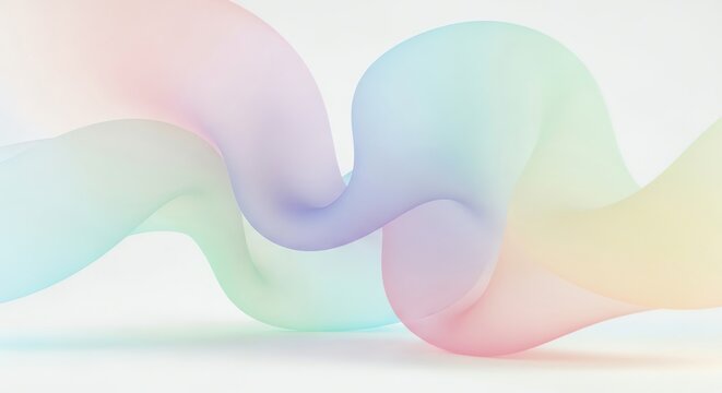 Abstract pastel iridescent waves on white background
