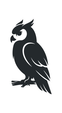 Stylized Silhouette of an Owl Perched on a Branch.