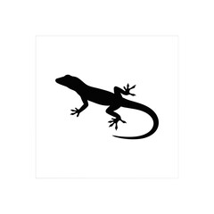 Obraz premium Silhouette of a Gecko Lizard on a White Background.