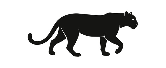 Fototapeta premium Silhouette of a black panther walking gracefully from left to right.