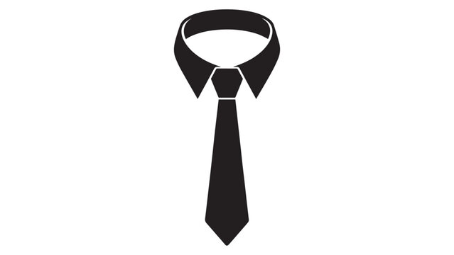 Elegant formal shirt collar with necktie silhouette vector icon for corporate dress code