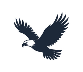 Fototapeta premium Silhouette of a majestic eagle in flight with wings spread wide.