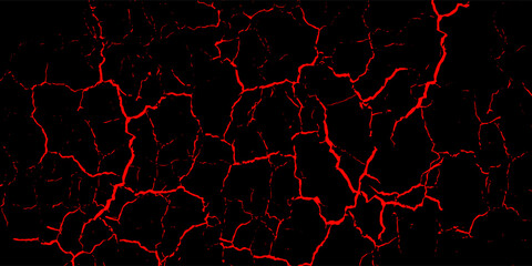 Abstract cracked lava texture background with glowing red veins on a deep black surface. Ideal for sci-fi designs, gaming visuals, horror themes, or dramatic poster art © MUHAMMAD