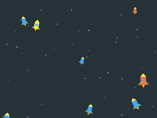 Fototapeta premium Scattered Rocket Ships Bold Space Pattern