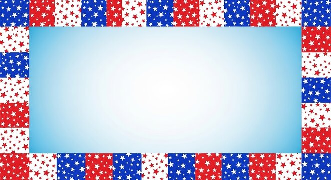 American stars frame border with empty space