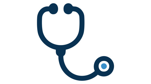 Stethoscope Blue Medical Device Icon with Circular Chestpiece and Tube on White Background Featuring Healthcare, Medicine, Doctor with Clinician