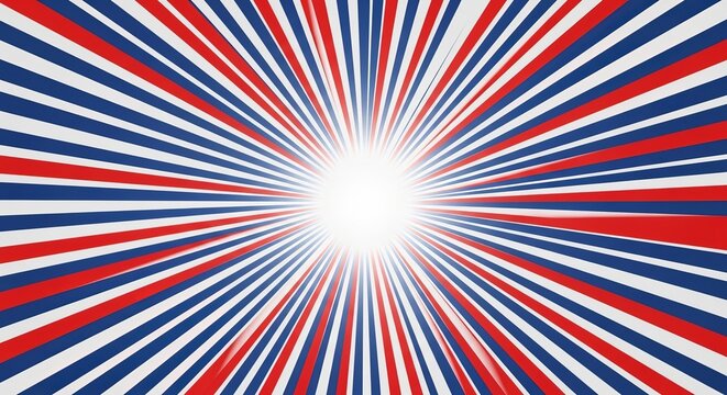 Vibrant red blue and white sunburst pattern background