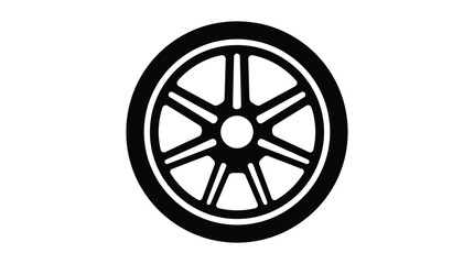 Fototapeta premium Car Wheel Silhouette Black And White Graphic Design