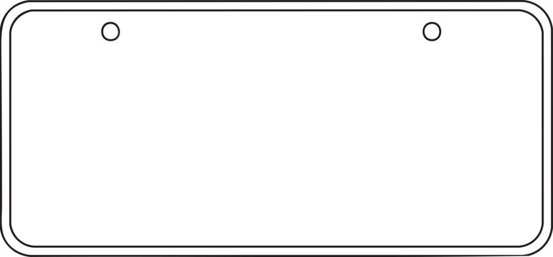 Simple line art outline of a blank rectangular license plate