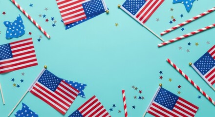 Fototapeta premium American Flag Background for Fourth of July Independence Day Celebration with Stars and Stripes Design