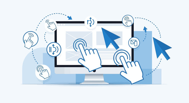 Touchscreen technology vector illustration for interactive interfaces and user experience design