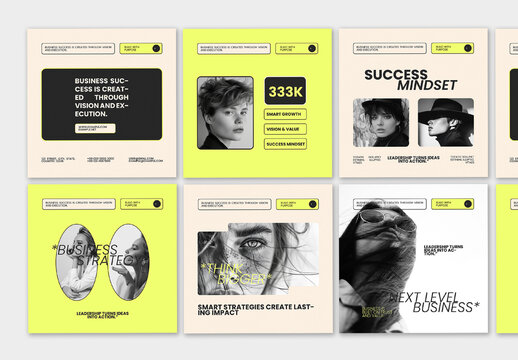 Minimal Business Strategy Social Media Templates With Modern Editorial Layout