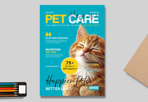 Pet Care Cover Magazine Template Layout