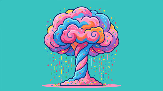 Giant mushroom cloud made of cotton candy