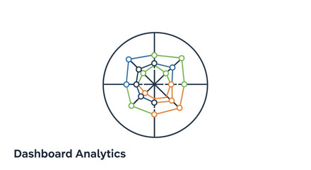 Fototapeta premium A digital radar chart displays complex data metrics on a clean white background