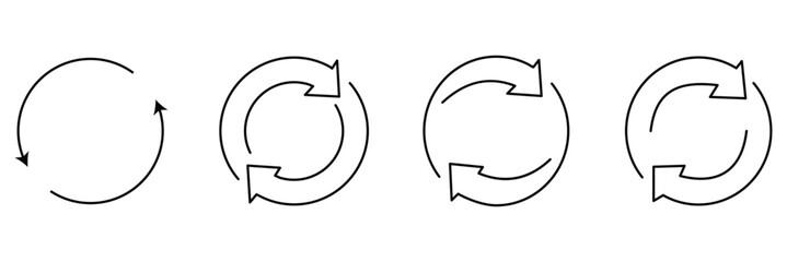 Circle Arrow Icon Vector Set – Circular Arrows for Refresh, Reload, Recycle, Repeat, Loop, Synchronize, Update, Rotation, and Restart Functions  © Hike studio 8