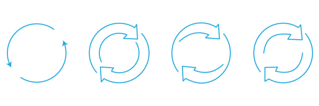Circle Arrow Icon Vector Set &ndash; Circular Arrows for Refresh, Reload, Recycle, Repeat, Loop, Synchronize, Update, Rotation, and Restart Functions 
