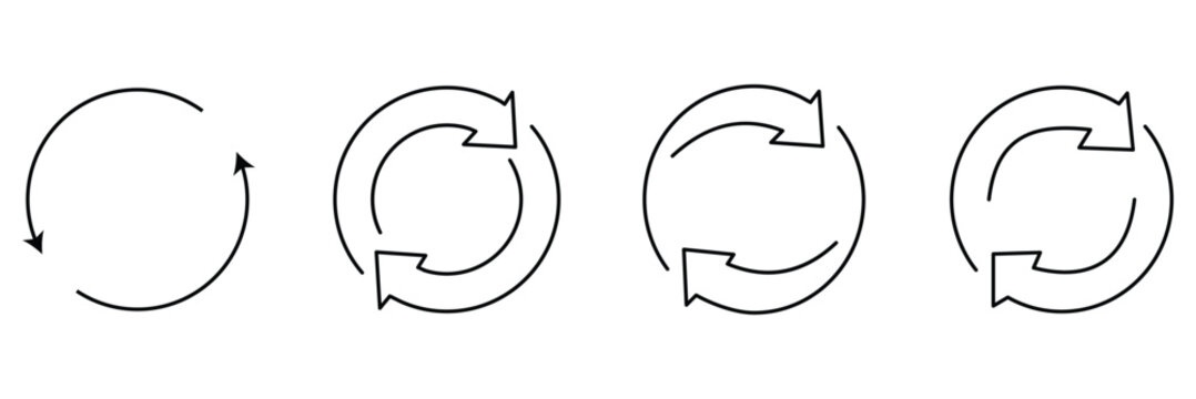 Circle Arrow Icon Vector Set &ndash; Circular Arrows for Refresh, Reload, Recycle, Repeat, Loop, Synchronize, Update, Rotation, and Restart Functions 