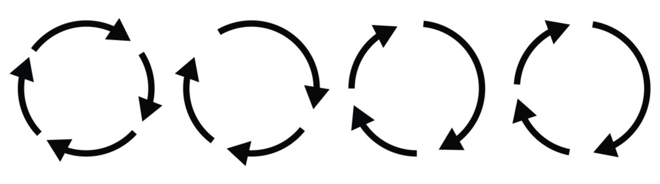 Circle Arrow Icon Vector Set &ndash; Circular Arrows for Refresh, Reload, Recycle, Repeat, Loop, Synchronize, Update, Rotation, and Restart Functions 