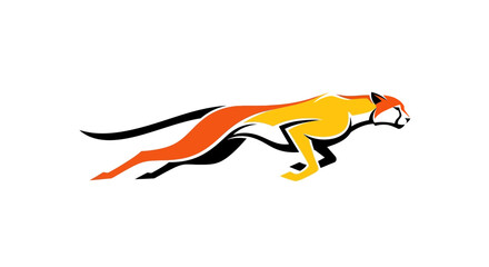 Dynamic running cheetah icon or mascot vector design. © narco