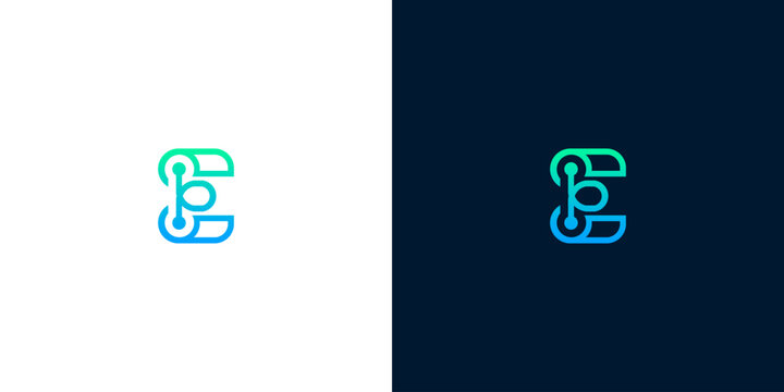 Modern Letter E Tech Logo Design with Digital Connection Circuit Lines
