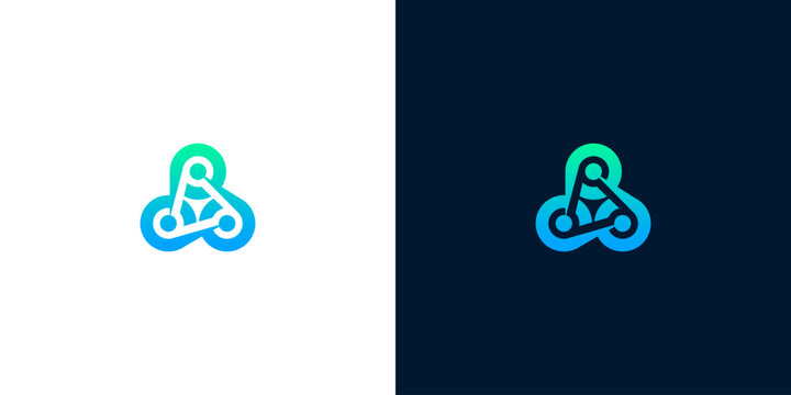 Abstract Gradient Network Logo Design with Interconnected Nodes Representing Technology and Digital Connectivity