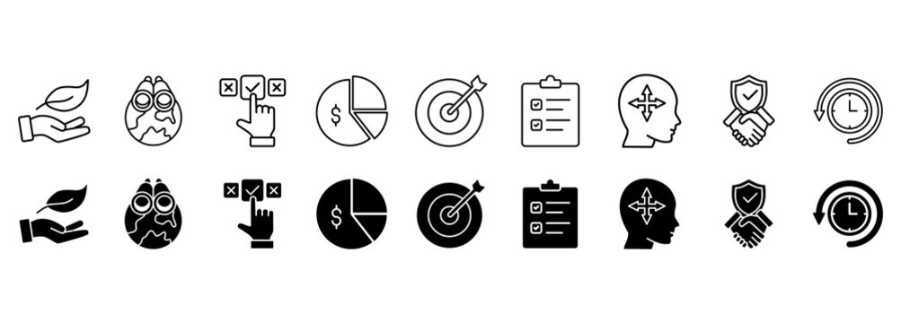 Corporate social responsibility icon set vector illustration