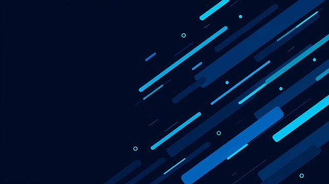 Digital data flow abstract background with blue diagonal dashed lines and dots on dark background for tech communication.
