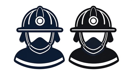 Fototapeta premium Firefighter icons in dark and light blue silhouettes on a white backdrop
