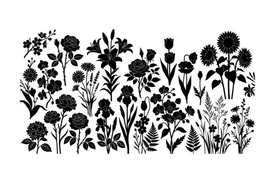 Ultimate Flower Silhouette Vector Bundle - Huge Floral Clipart Collection.eps
