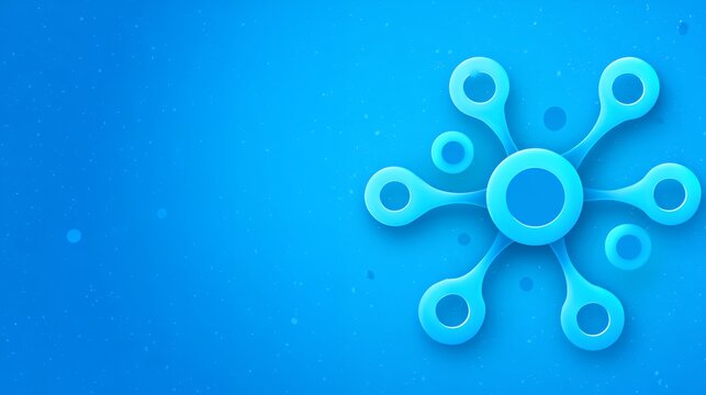 Abstract 3D blue molecule or network node model on textured background for science medical and technology connection concepts.