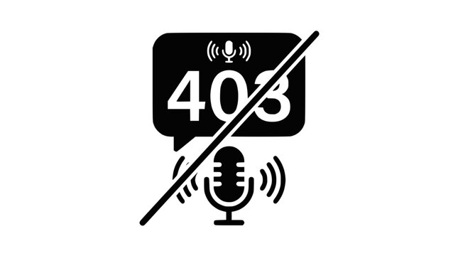 Access forbidden error icon with microphone and speech bubble.