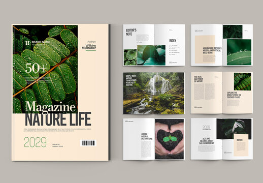 Clean Natural Green Magazine Template