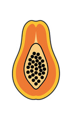 Fototapeta premium Illustration of a Ripe Papaya Fruit Cut in Half.