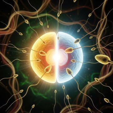 A vibrant and intricate depiction of a cell with various organelles and structures