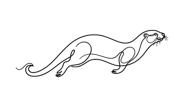 Elegant Otter Continuous Line Drawing Vector Illustration