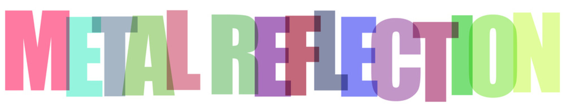 Colorful metal reflection text on white background