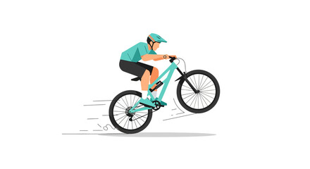 Fototapeta premium Cyclist riding a mountain bike fast.