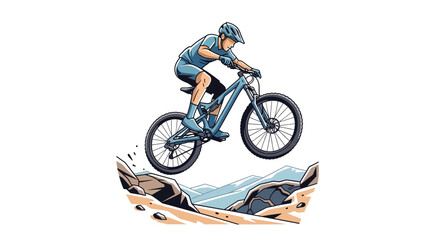 Obraz premium Mountain biker in mid air stunt.