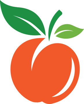 Modern Peach Fruit Icon Flat Vector Illustration